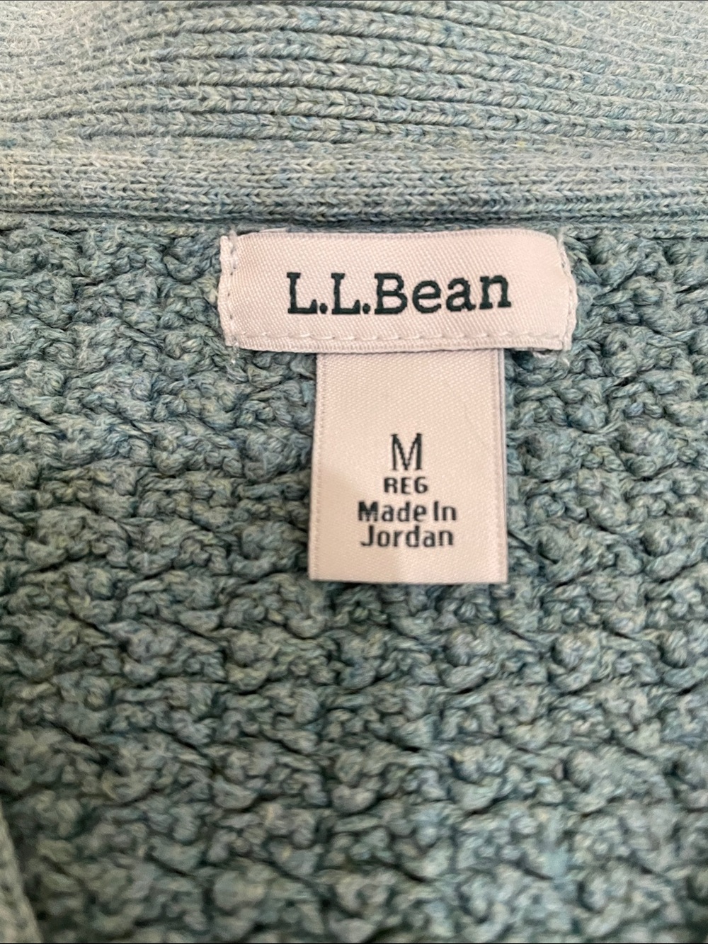 L.L. Bean Women's Basketweave Seafoam Green Button-Front Textured Cardigan - Picture 2 of 9